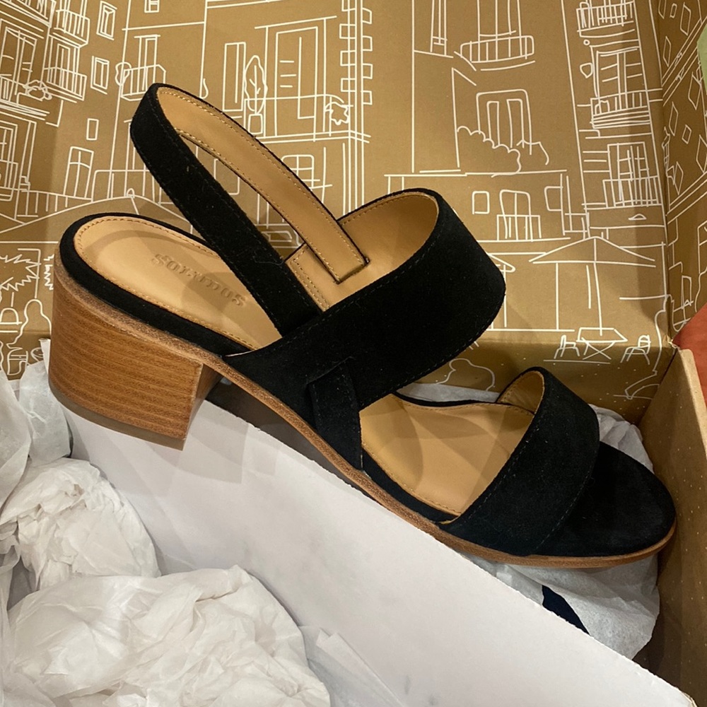 Soludos Farah Block Heel Black Sandal